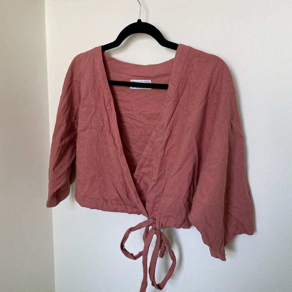 Linen tie crop top